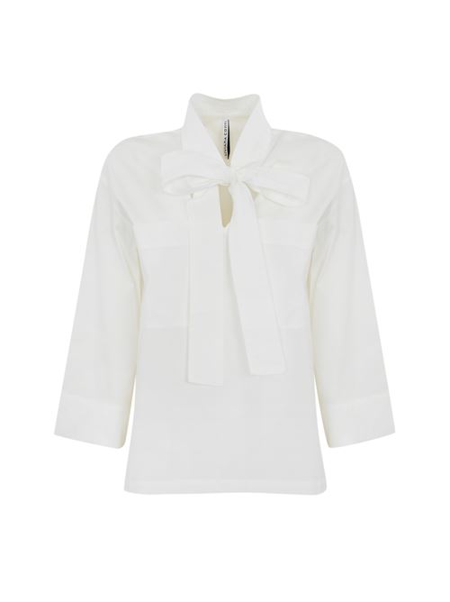 Blusa kimono con fiocco in cotone bianco Liviana Conti | F5SK11A01-0